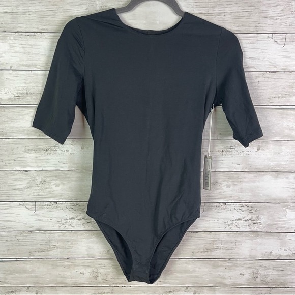 NWT Everlane Short Sleeve Crew Neck Bodysuit Black, Size XS - Picture 5 of 8